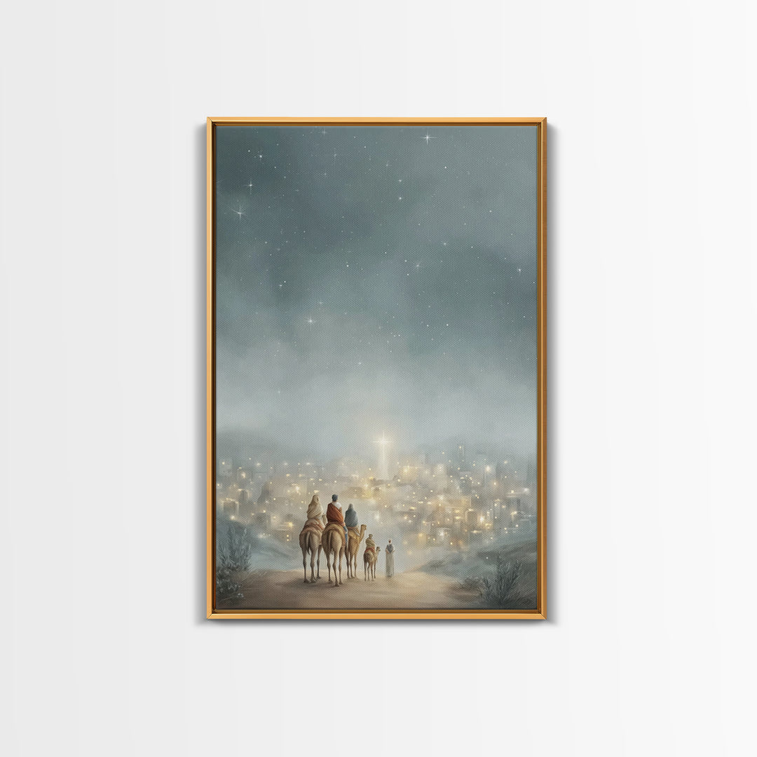 City Of Light – Framed Canvas Print – Christmas Wall Art – Christian Christmas Art – Christian Art Canvas – Jesus Painting – Christian Deco
