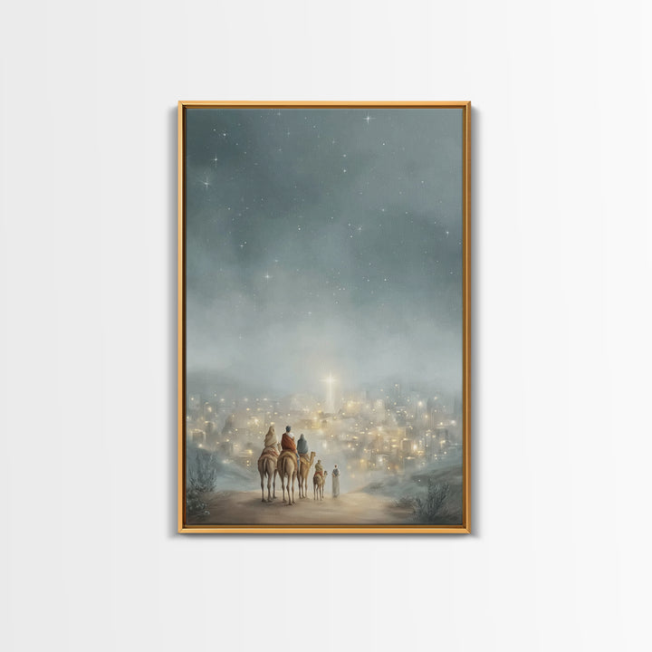 City Of Light – Framed Canvas Print – Christmas Wall Art – Christian Christmas Art – Christian Art Canvas – Jesus Painting – Christian Deco