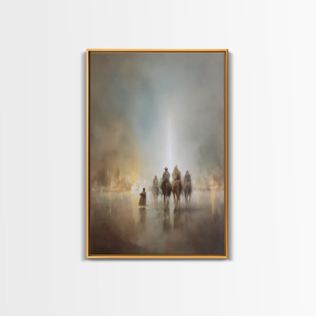Mystic Pilgrims – Framed Canvas Print – Christian Art – Christmas Art Prints – Christian Wall Art – Jesus Christmas Art – Christian Canvas