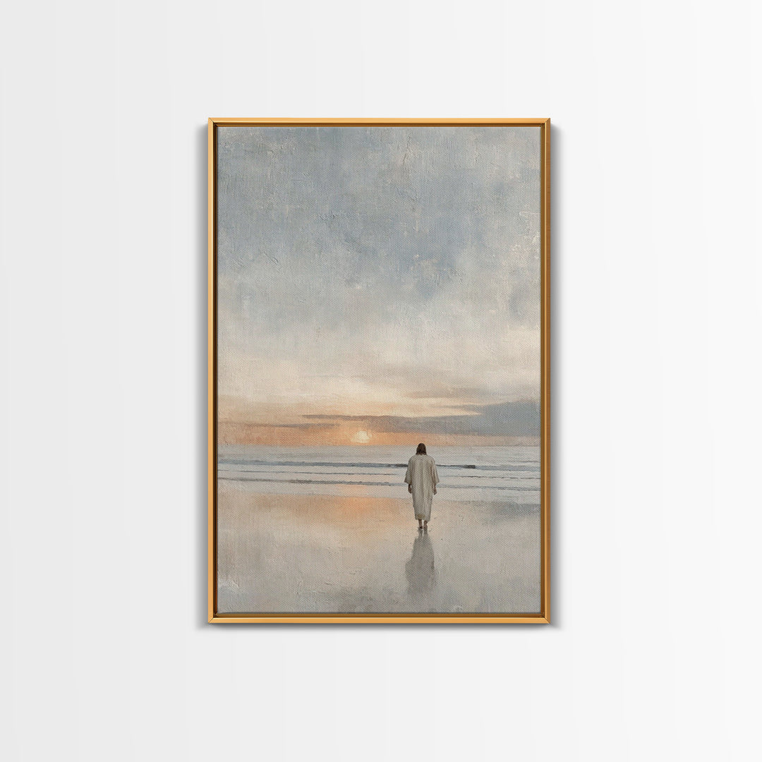 Shore Of Peace – Framed Canvas Print – Jesus Painting – Christian Wall Art – Christian Art Canvas – Modern Christian Art – Christian Decor