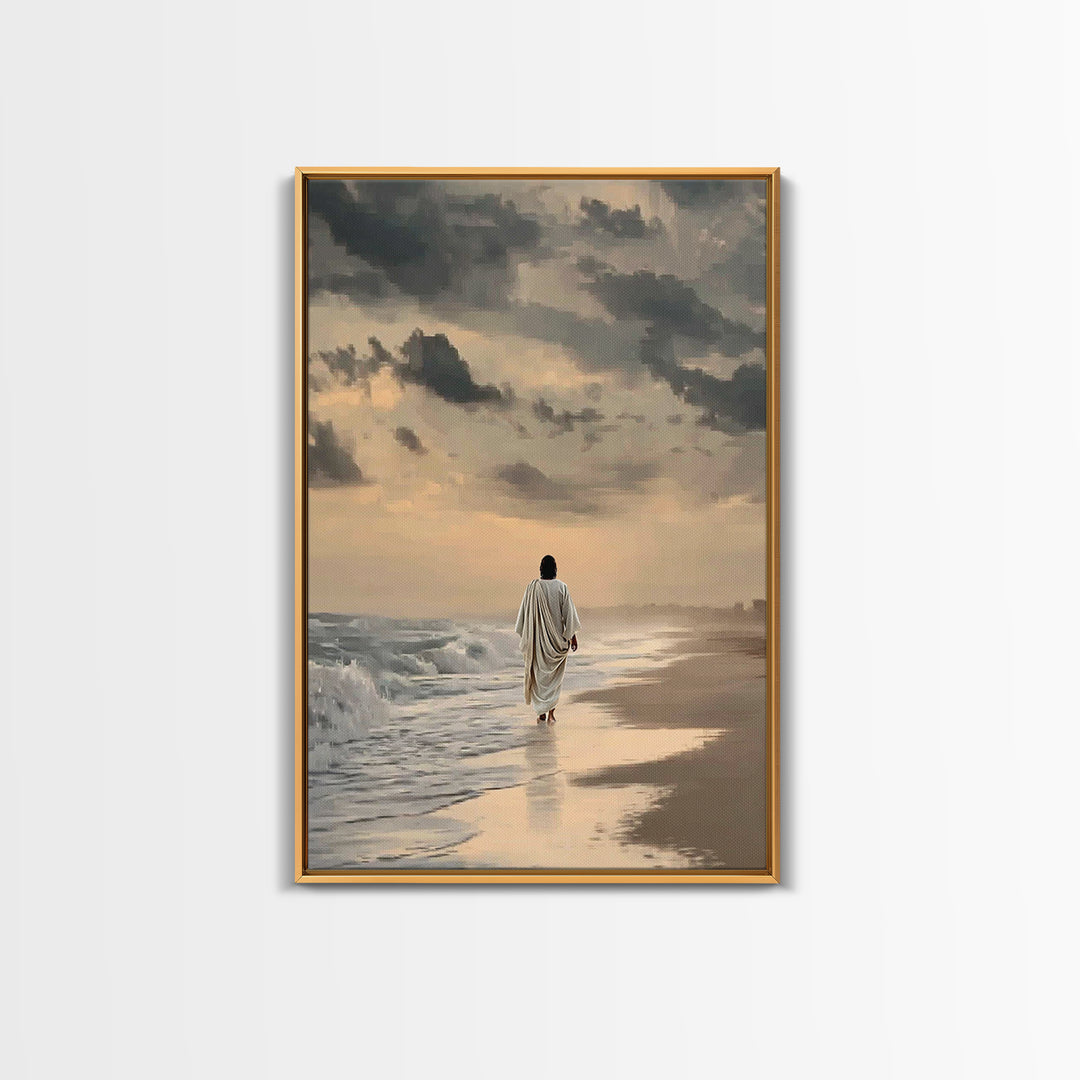 Still Waters – Framed Canvas Print – Christian Wall Art – Christian Art Canvas – Jesus Painting – Minimalist Christian Art – Christian Chri
