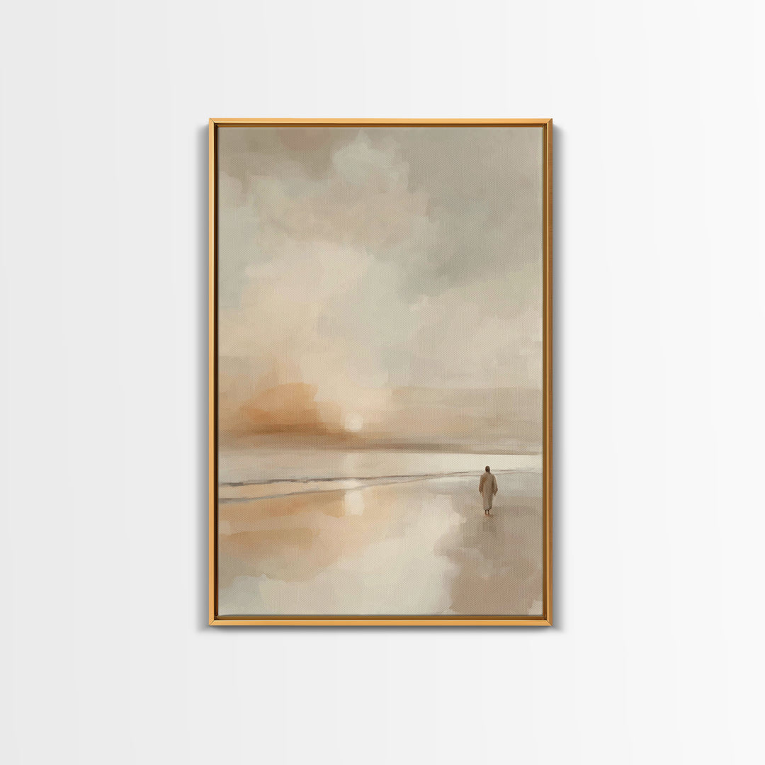 Gentle Horizon – Framed Canvas Print – Christian Art Canvas – Christian Wall Art – Minimalist Christian Art – Jesus Painting – Christian Ar
