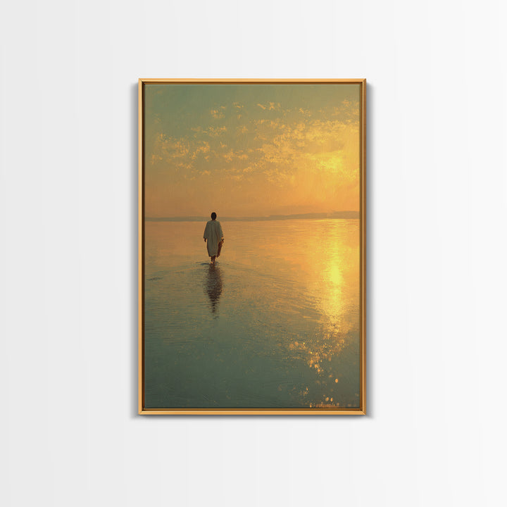 Sunlit Path – Framed Canvas Print – Jesus Painting – Christian Wall Art – Christian Art Canvas – Modern Christian Painting – Christian Art