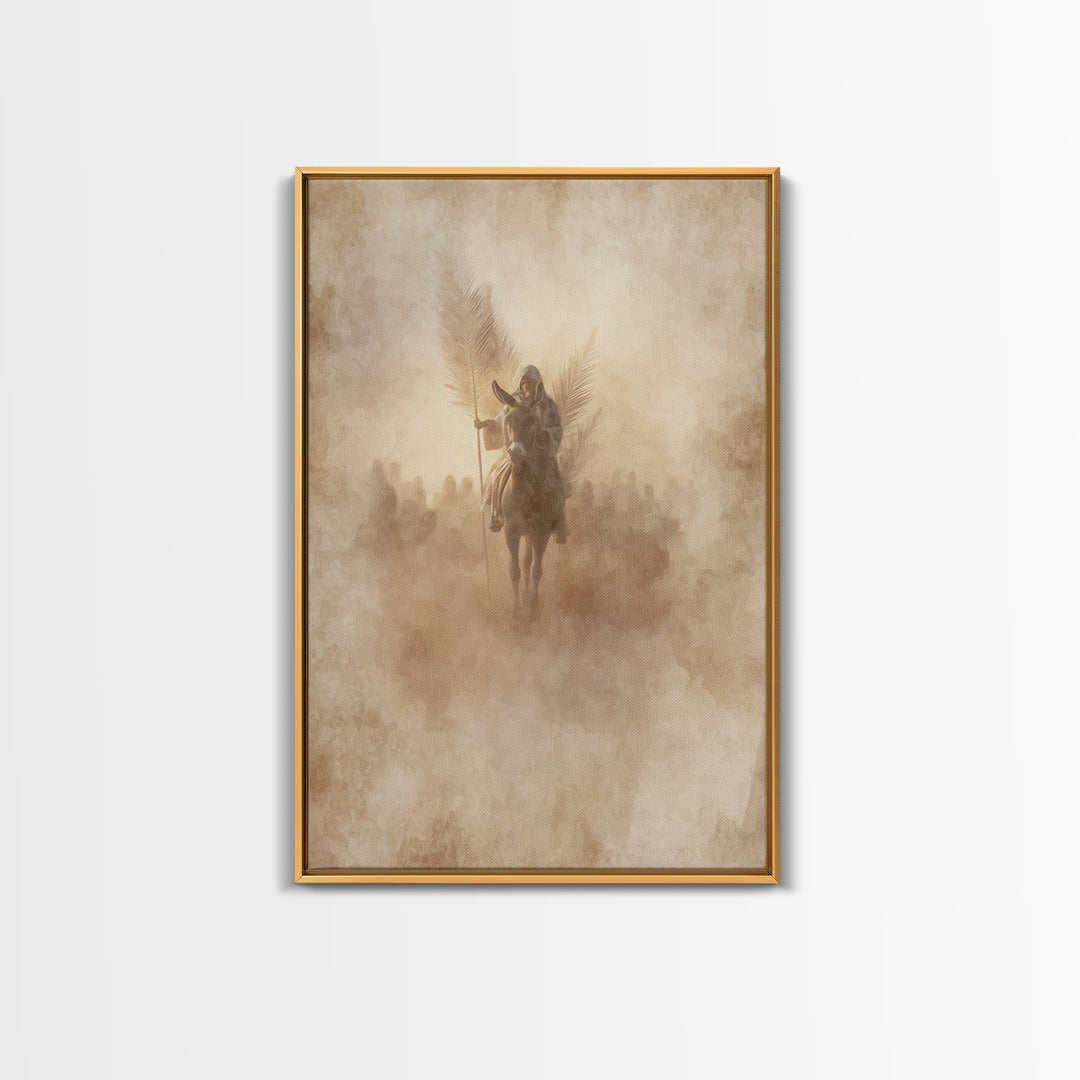 Palm Dawn Entry – Framed Canvas Print – Christian Wall Art – Christian Art Canvas – Large Christian Painting – Vintage Christian Art – Chri