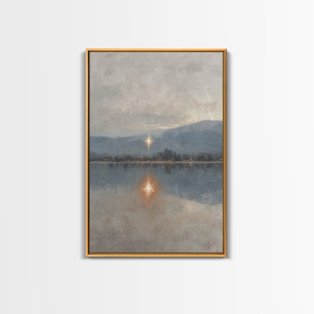 Heavenly Starrise – Framed Canvas Print – Christian Wall Art – Christian Art Canvas – Subtle Christian Art – Christmas Canvas Wall Art – Ch