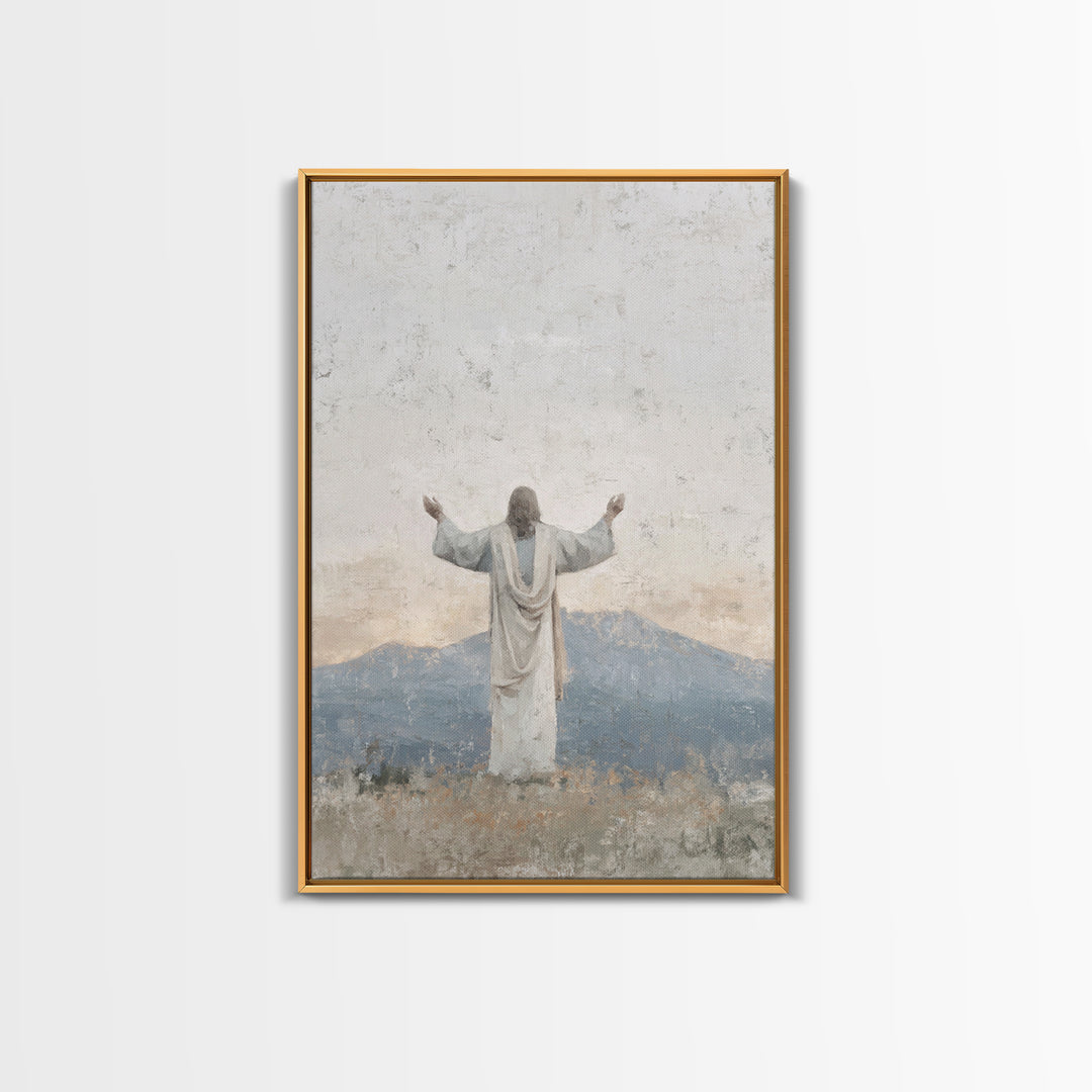 Silent Peak Devotion – Framed Canvas Print – Christian Art Canvas – Jesus Wall Art – Subtle Christian Art – Christmas Art Work – Christian