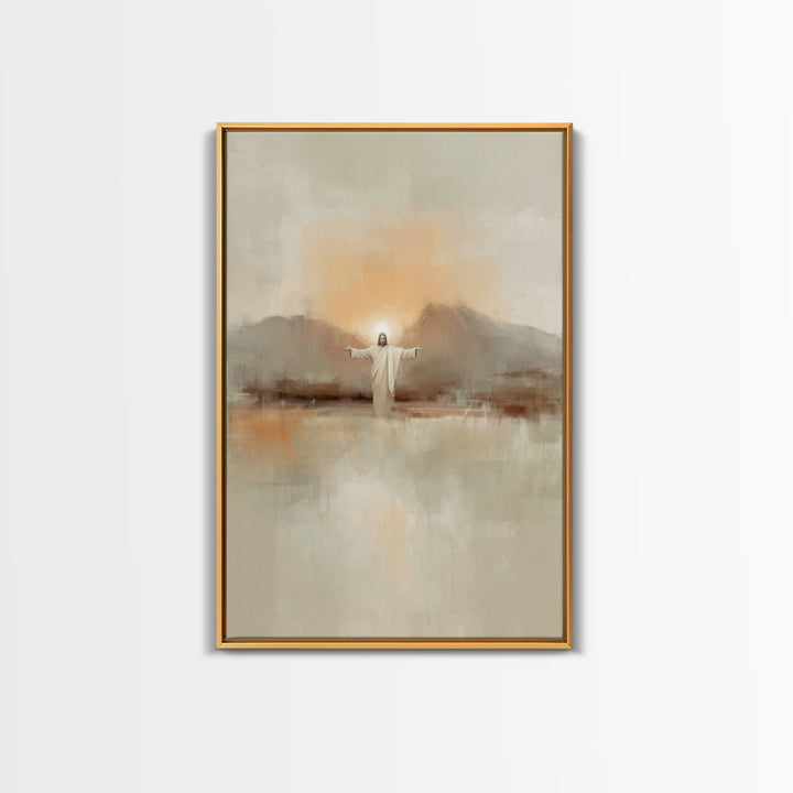 Dawn Of Mercy – Framed Canvas Print – Christian Wall Art – Jesus Painting – Christian Art Canvas – Minimalist Christian Art – Christian Dec