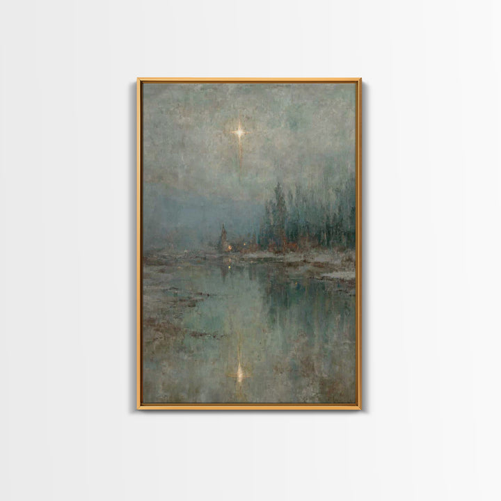 Light Over Still Waters | Framed Canvas Print | Christian Art Canvas | Christian Wall Art | Vintage Christian Art | Christmas Art Prints |