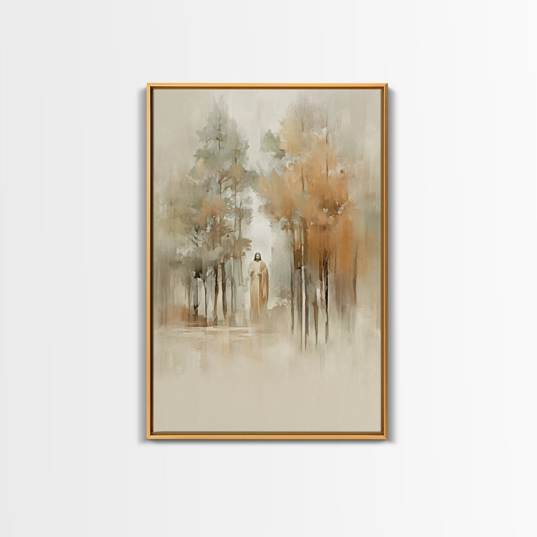 Forest Light Blessing – Framed Canvas Print – Christian Wall Art – Jesus Painting – Christian Art Canvas – Christian Christmas Art