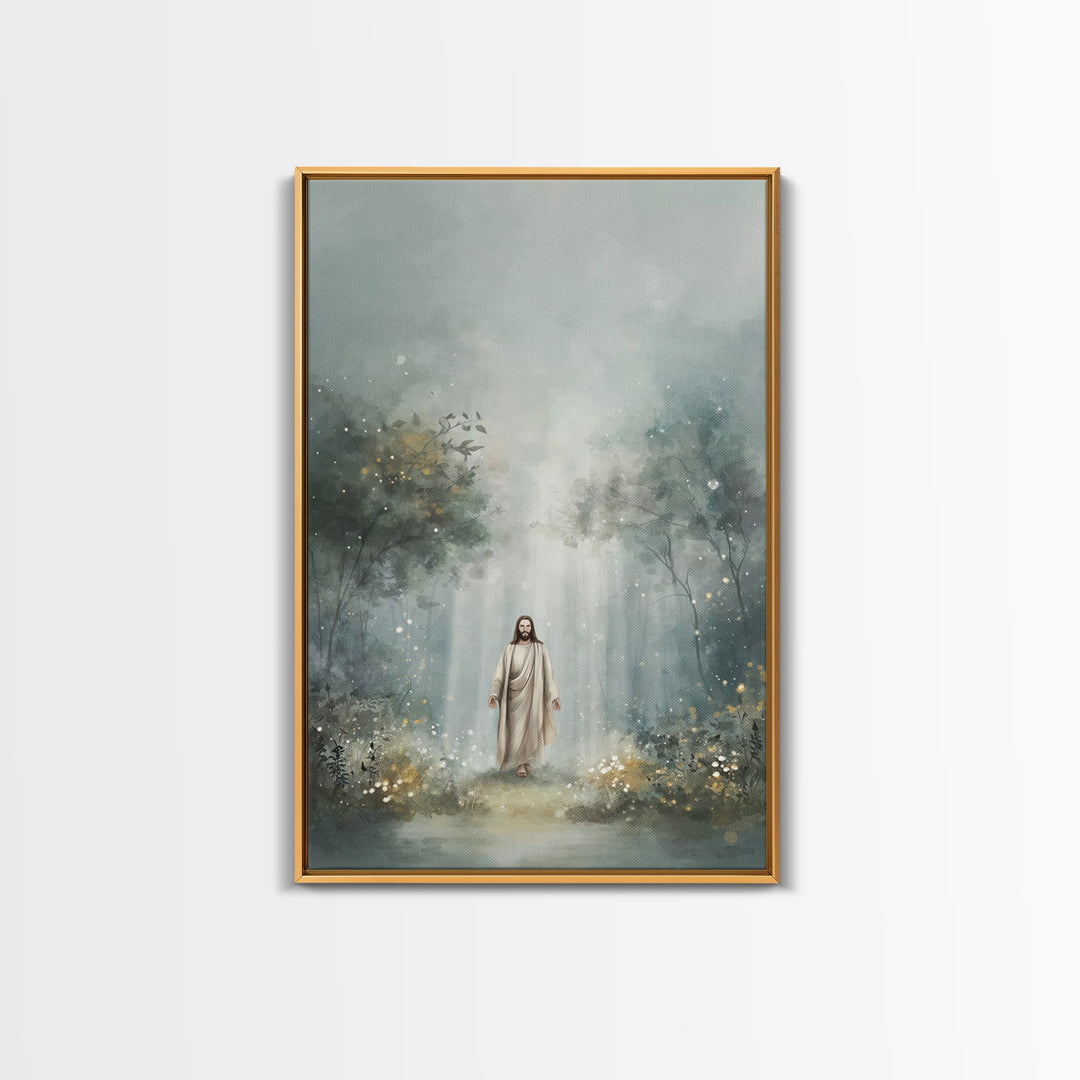 Glory In The Garden, Framed Canvas Print, Christian Wall Art, Christian Art Canvas, Jesus Painting, Subtle Christian Art