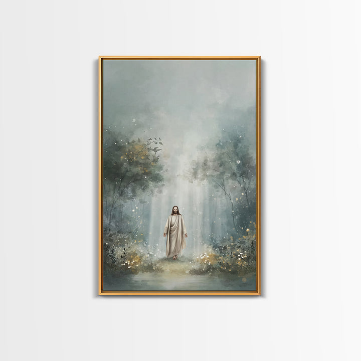 Glory In The Garden, Framed Canvas Print, Christian Wall Art, Christian Art Canvas, Jesus Painting, Subtle Christian Art