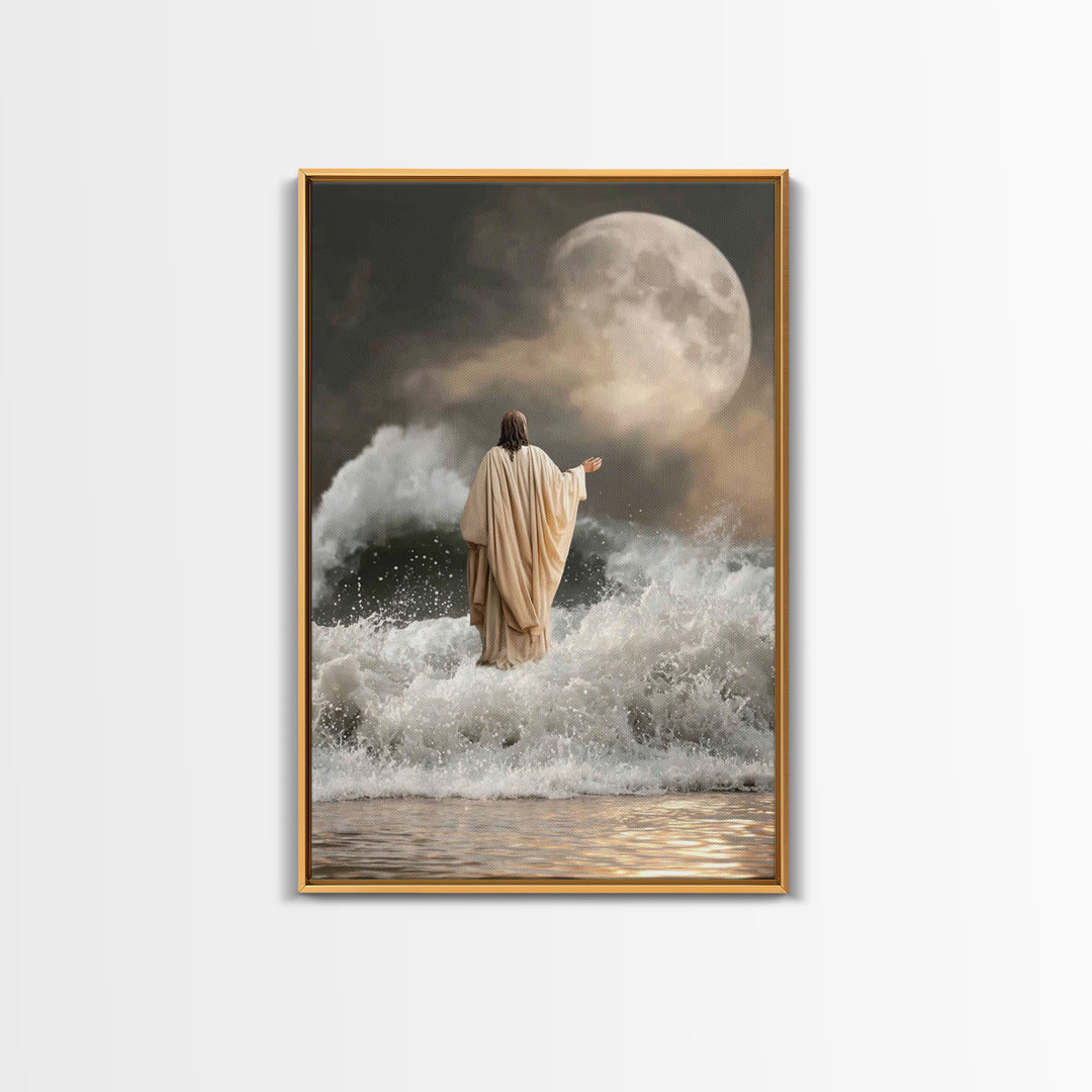Moonlit Calvary Glory | Framed Canvas Print | Christian Wall Art | Christian Christmas Art | Christian Art Canvas | Christian Decor
