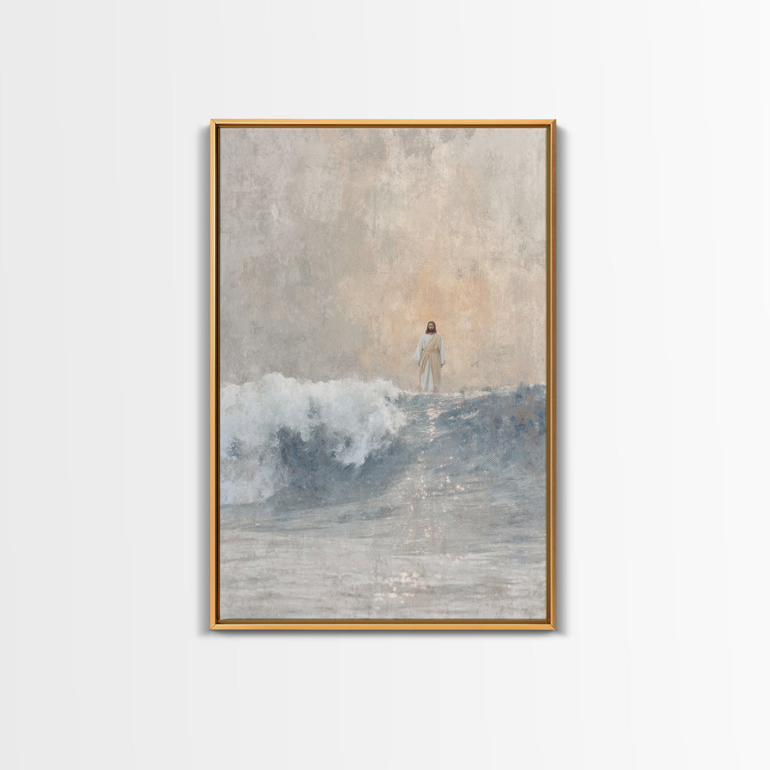 Waves Of Majesty, Framed Canvas Print, Jesus Painting, Christian Wall Art, Christian Art Canvas, Modern Christian Art
