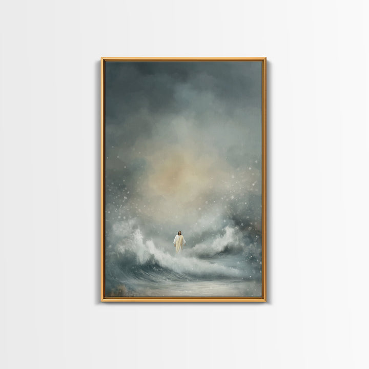 Stormlight Promise | Framed Canvas Print | Christian Art Canvas | Jesus Painting | Moody Christian Art | Christian Wall Art