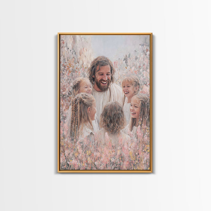 Joyful Garden Grace – Framed Canvas Print – Christian Art Canvas – Christian Gift Ideas – Jesus Painting – Christian Wall Art