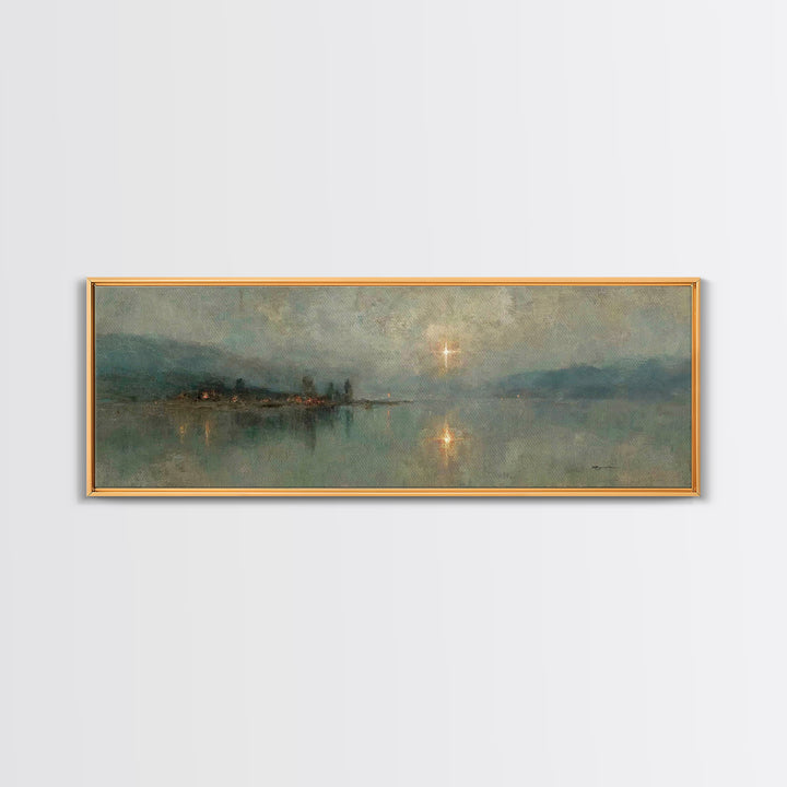 Midnight Bethlehem Light – Framed Canvas Print – Panoramic Art – Christian Wall Art – Christian Art Canvas – Christmas Art – Modern Christi