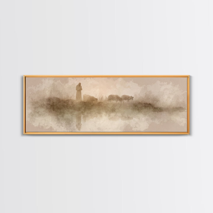 Silent Morning Watch – Framed Canvas Print – Panoramic Print – Christian Art Canvas – Jesus Painting – Christian Art