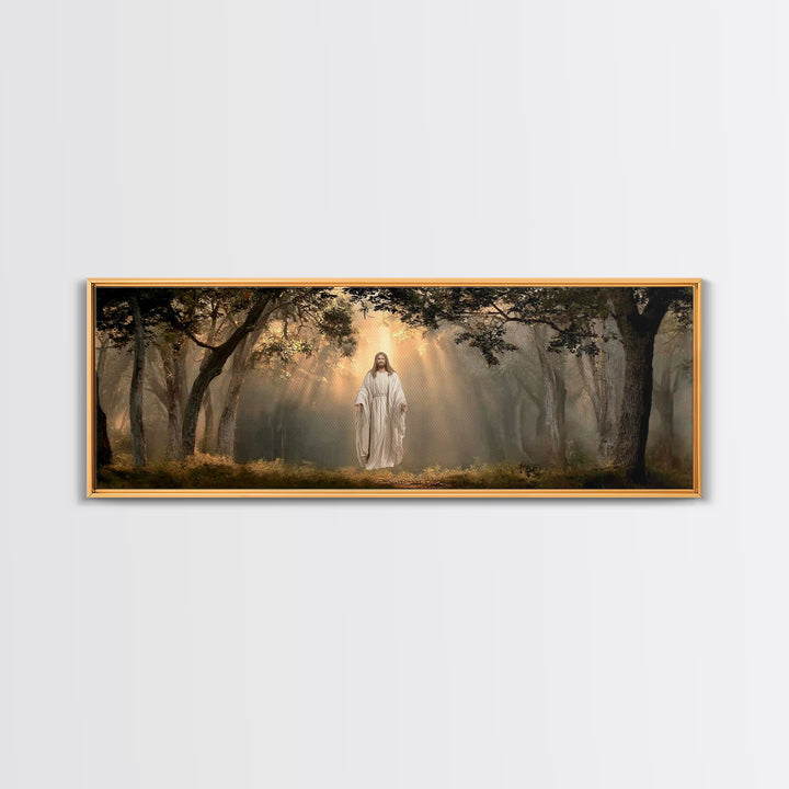Glory In The Oaks – Framed Canvas Print – Jesus Canvas Art – Christian Wall Art – Panoramic Art – Christmas Art