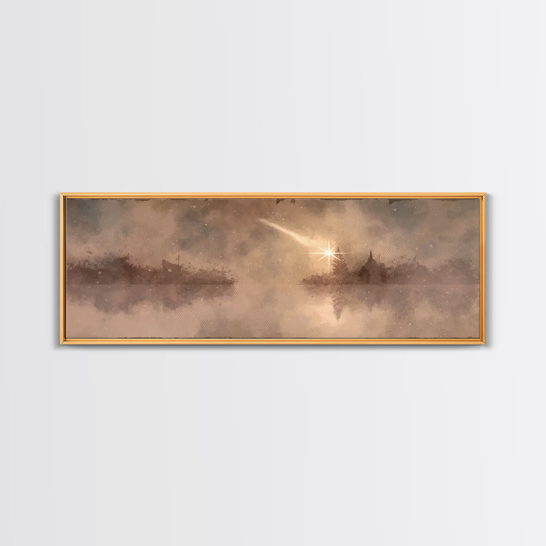 The Guiding Star – Framed Canvas Print – Panoramic Wall Art – Christian Wall Art – Christian Art Canvas – Christmas Art – Jesus Painting