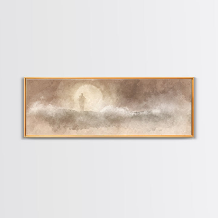 Calm Of The Storm – Framed Canvas Print – Panoramic Art – Christian Wall Art – Jesus Painting – Christian Art Canvas – Christian Gift