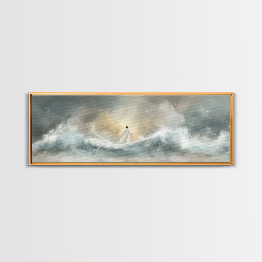 Eternal Wave Dawn – Framed Canvas Print – Christian Art Canvas – Panoramic Painting – Jesus Wall Art – Christian Art – Christian Gift
