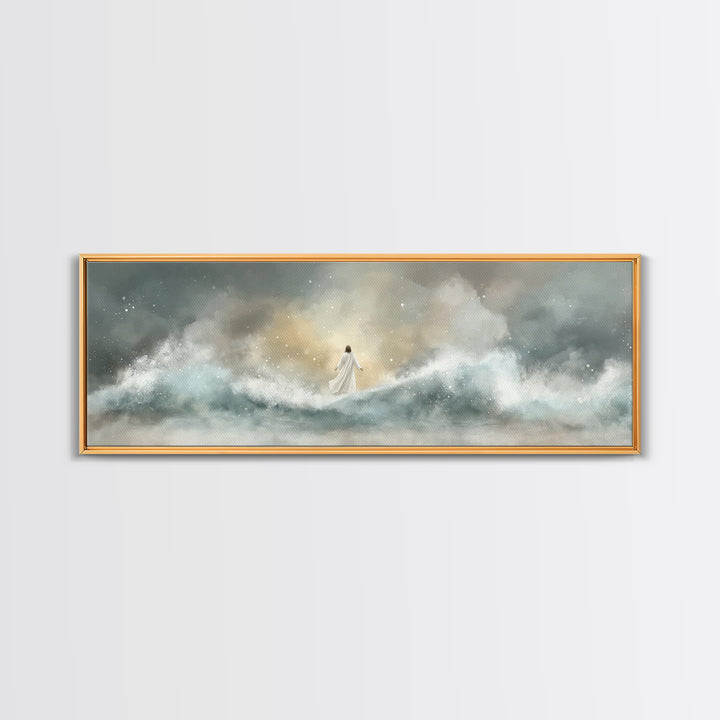 Eternal Wave Dawn – Framed Canvas Print – Christian Art Canvas – Panoramic Painting – Jesus Wall Art – Christian Art – Christian Gift