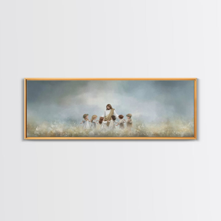 Circle Of His Love, Framed Canvas Print, Christian Wall Art, Jesus Painting, Panoramic Art, Christian Art Canvas, Christian Gift Ideas