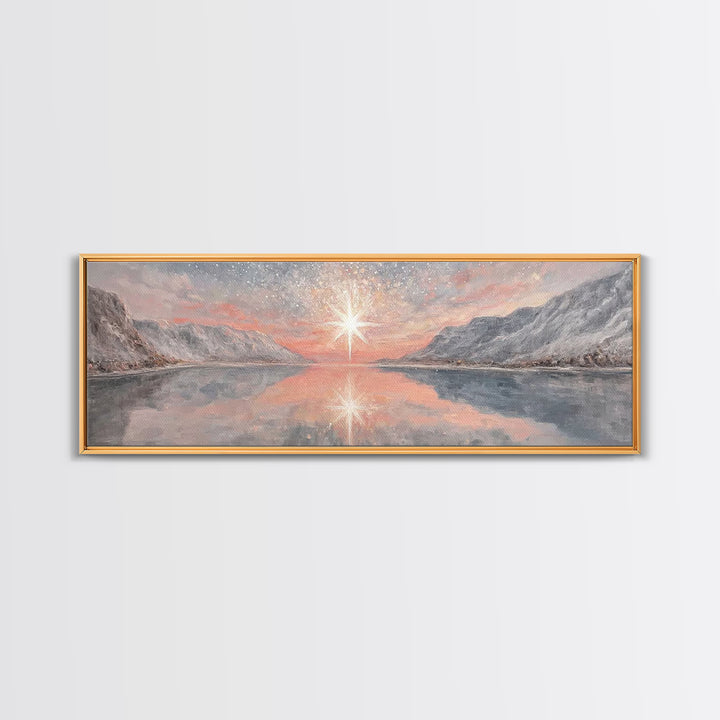 Star Of Bethlehem, Framed Canvas Print, Panoramic Art, Christian Art Canvas, Christian Christmas Art, Christian Wall Art, Modern Christian