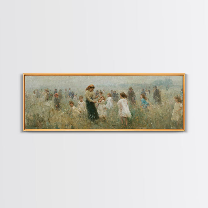 Morning Meadow Joy | Framed Canvas Print | Panoramic Art | Christian Art Canvas | Jesus Painting | Christian Wall Art | Christian Gift Idea