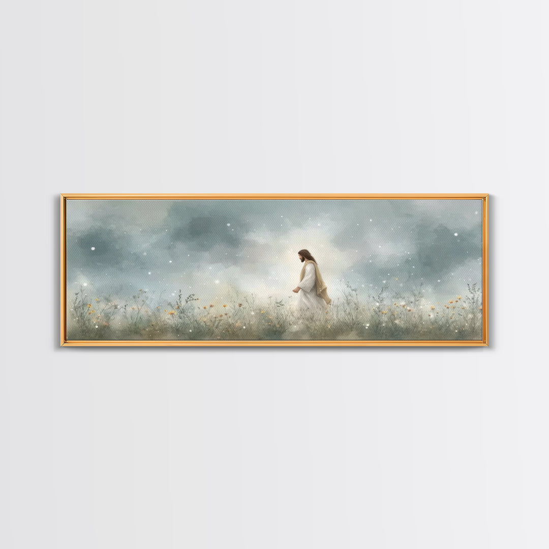 Gentle Wonder | Framed Canvas Print | Christian Art | Jesus Painting | Panoramic Painting | Christian Art Canvas | Christian Wall Art | Chr