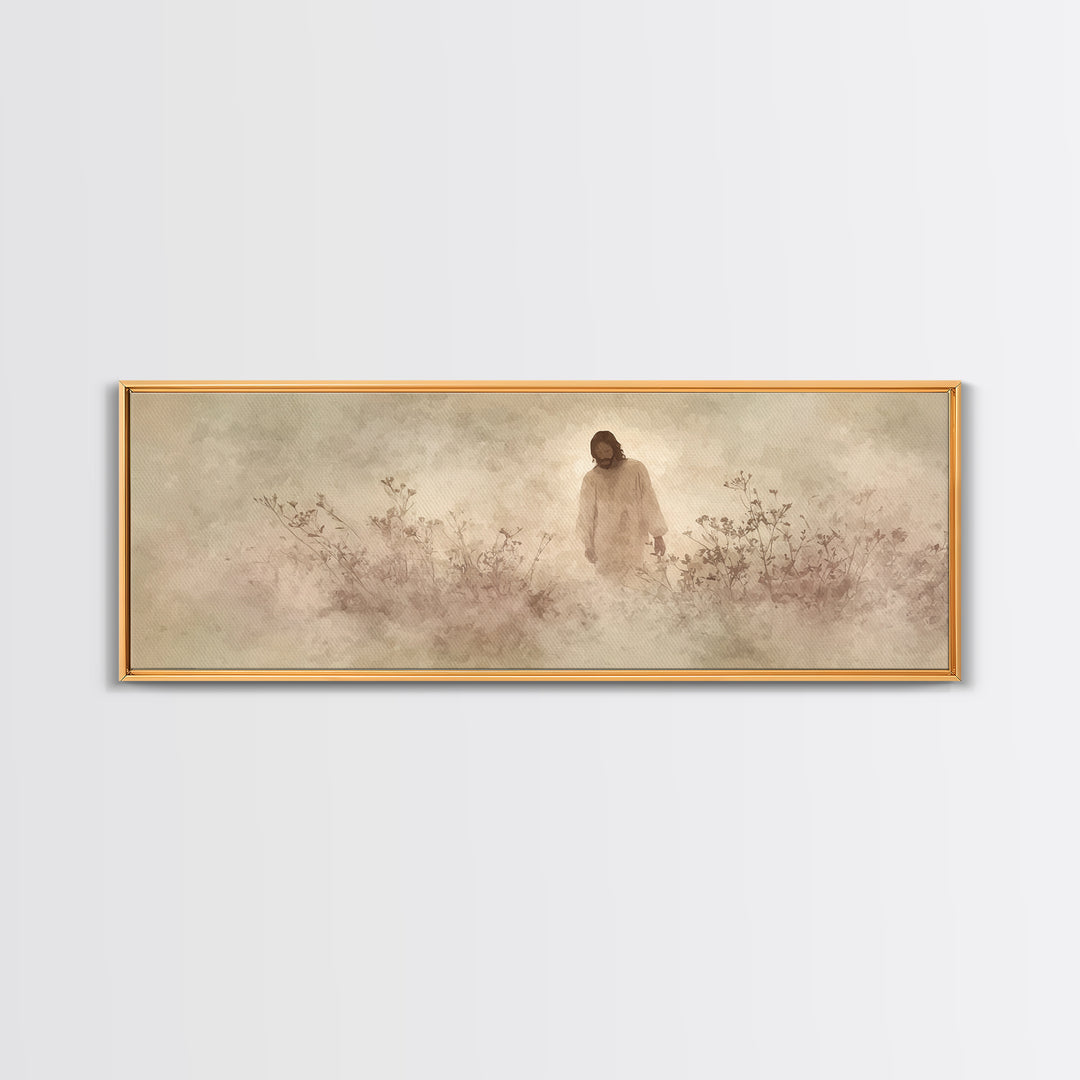 Stillness Of Faith - Framed Canvas Print - Panoramic Art - Christian Art Canvas - Christian Wall Art - Jesus Painting - Modern Christian Ar
