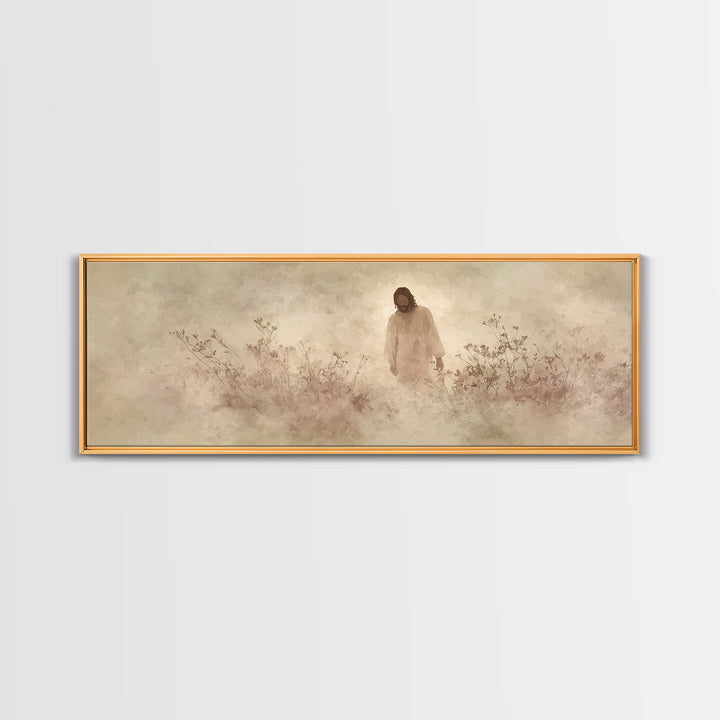 Stillness Of Faith - Framed Canvas Print - Panoramic Art - Christian Art Canvas - Christian Wall Art - Jesus Painting - Modern Christian Ar