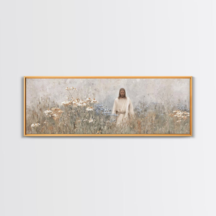 Garden Of Hope, Framed Canvas Print, Panoramic Print, Christian Art Canvas, Christian Wall Art, Jesus Painting, Vintage Christian Art, Chri