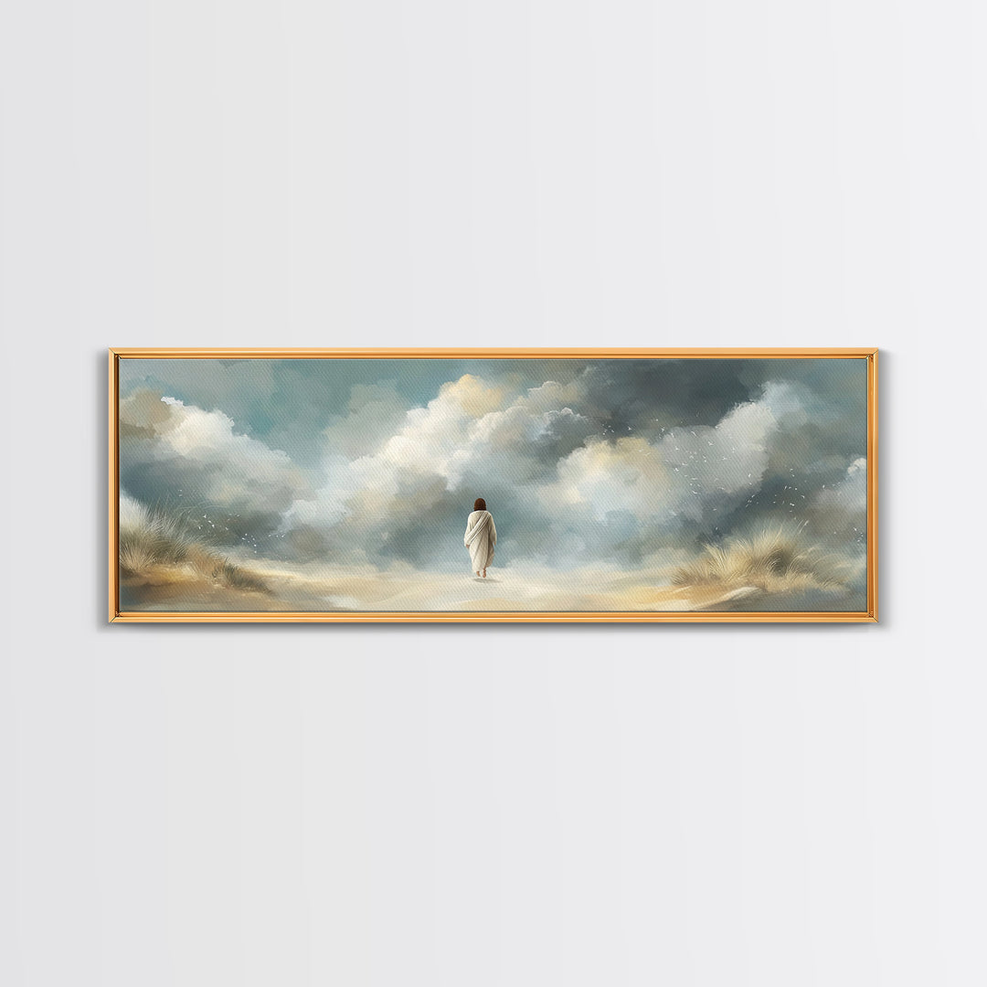 Cloudborne Light – Framed Canvas Print – Panoramic Print – Christian Art Canvas – Jesus Painting – Christian Wall Art – Modern Christian Ar