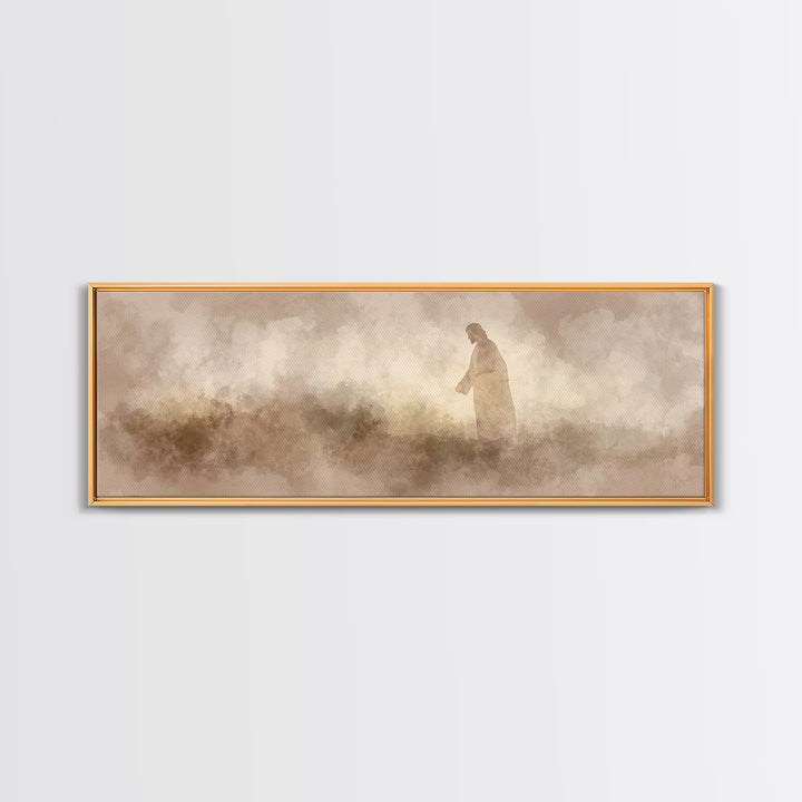 Dust And Dawn | Framed Canvas Print | Panoramic Frame | Christian Art Canvas | Jesus Painting | Christian Wall Art | Moody Christian Art |
