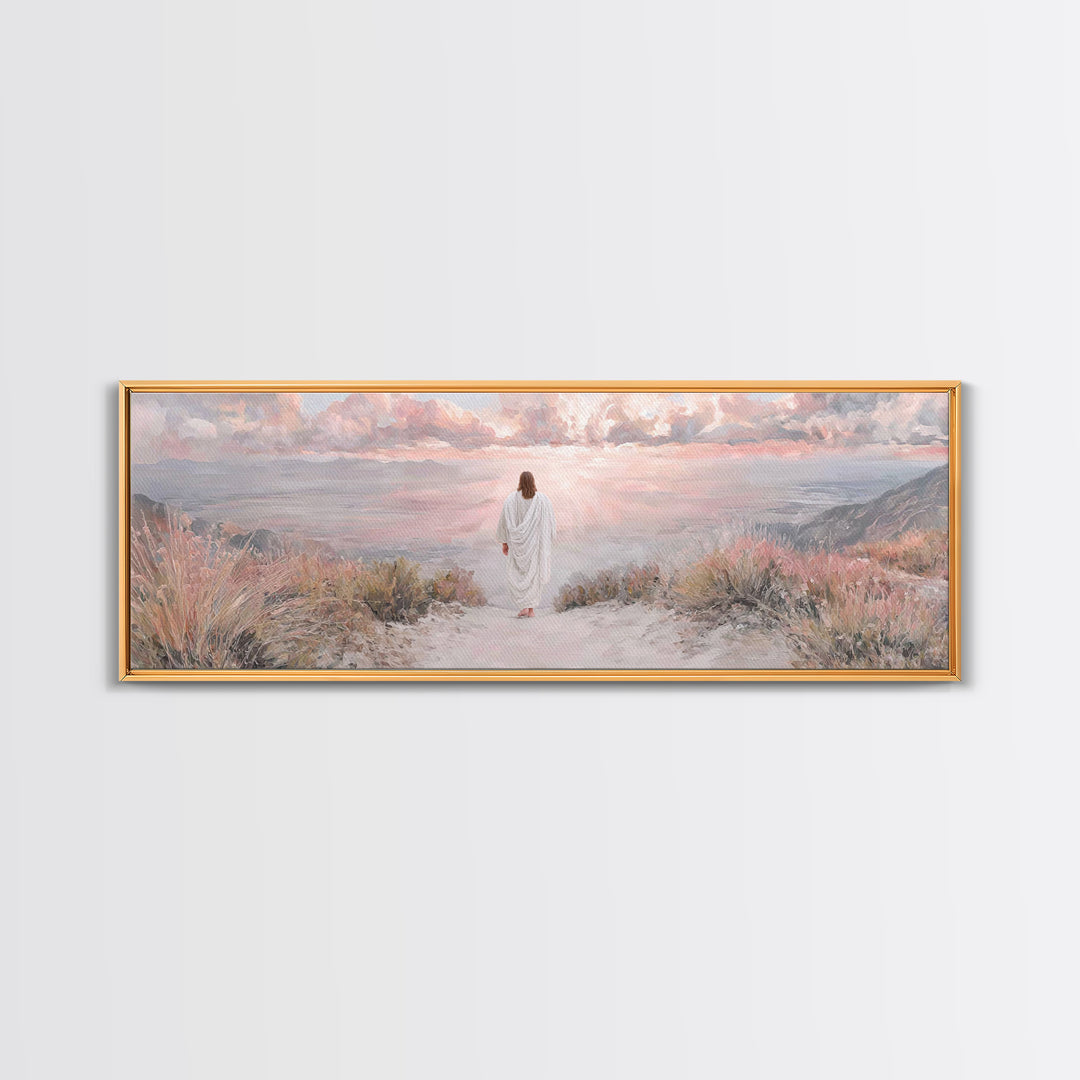 Radiant Ascend, Framed Canvas Print, Extra Wide Art, Christian Wall Art, Christian Art Canvas, Jesus Painting, Modern Christian Painting, C