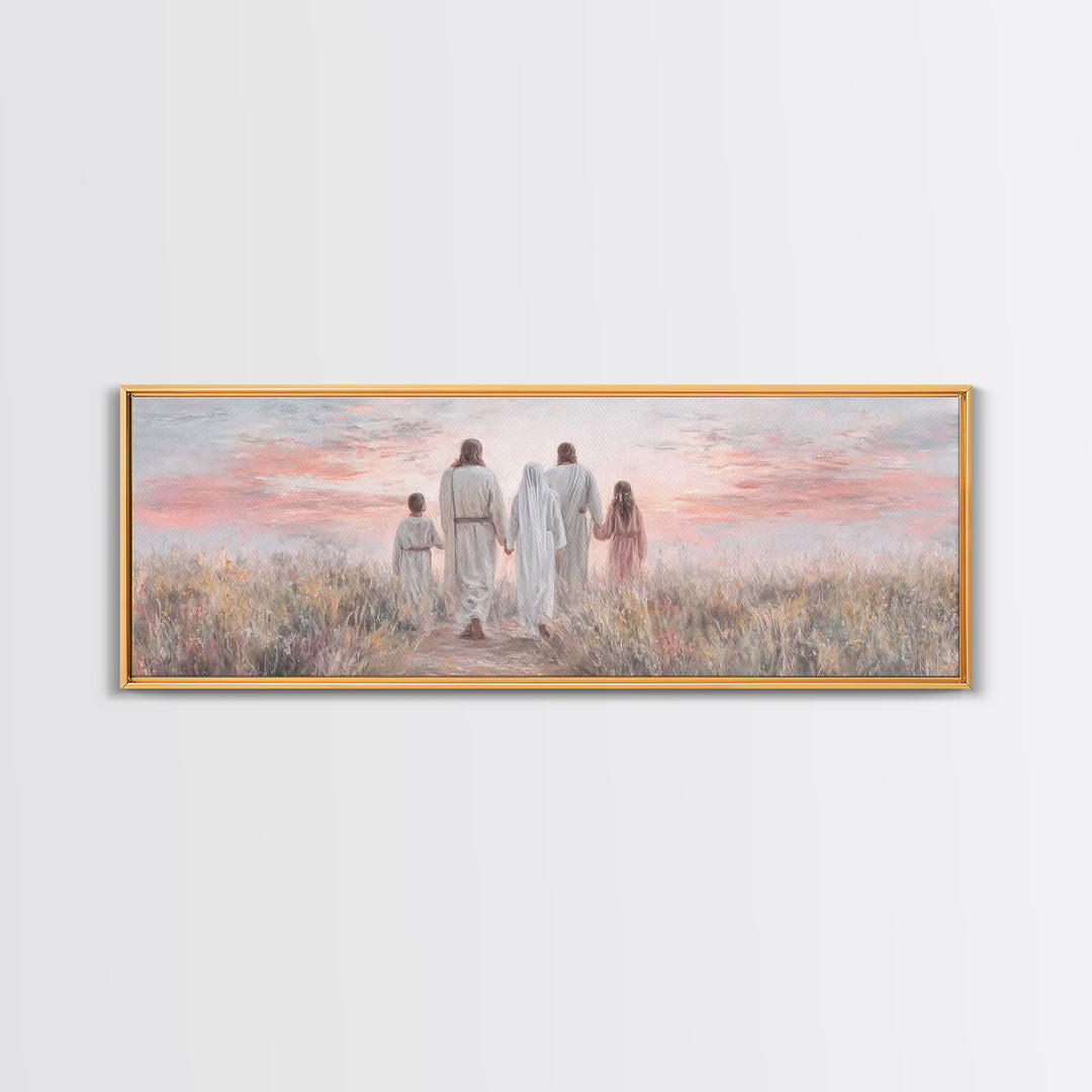 Evening Path Grace, Framed Canvas Print, Panoramic Print, Christian Wall Art, Christian Art Canvas, Jesus Painting, Christian Gift Ideas, S