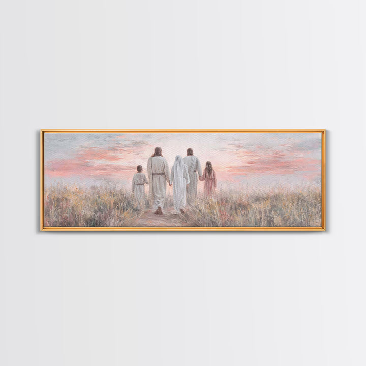 Evening Path Grace, Framed Canvas Print, Panoramic Print, Christian Wall Art, Christian Art Canvas, Jesus Painting, Christian Gift Ideas, S