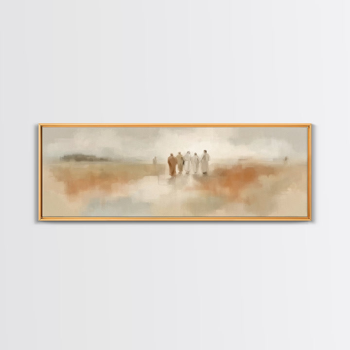 Gathered In Faith – Framed Canvas Print – Panoramic Art – Christian Art Canvas – Christian Wall Art – Jesus Painting – Modern Christian Art