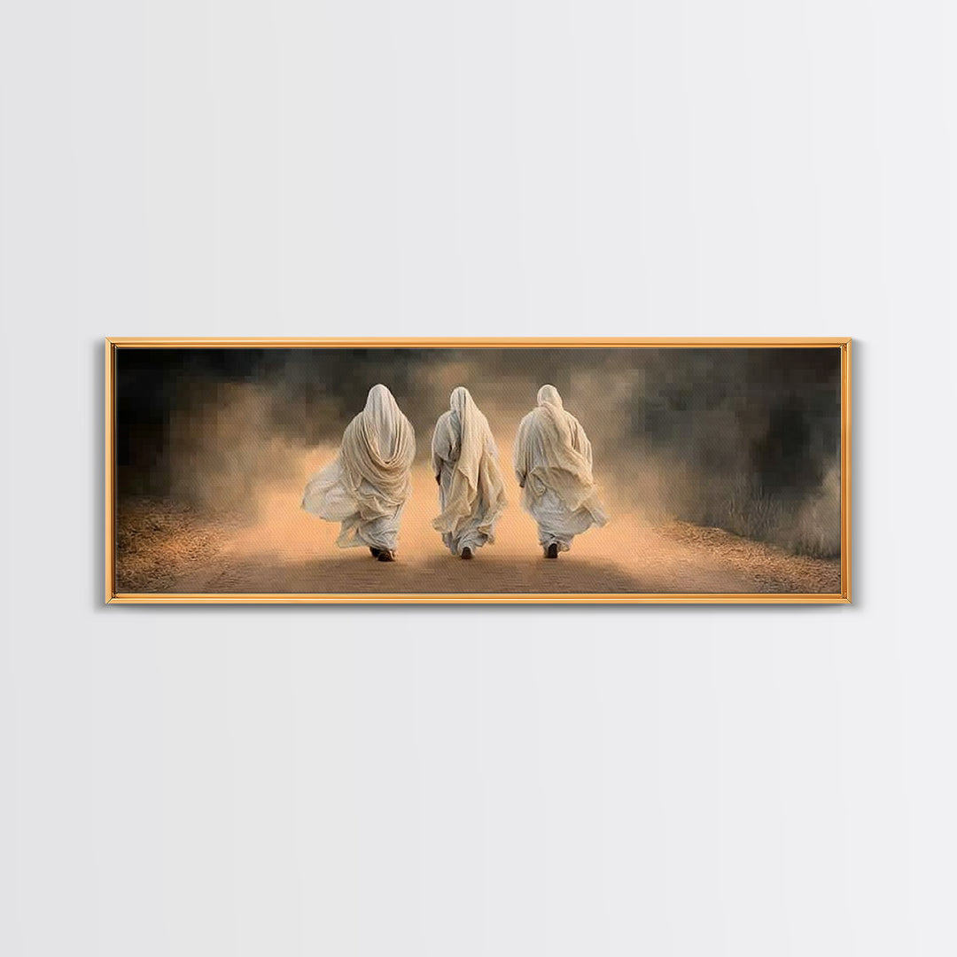 Dusty Road Journey, Framed Canvas Print, Panoramic Print, Christian Art, Jesus Painting, Christian Wall Art, Christian Decor, Christian Art