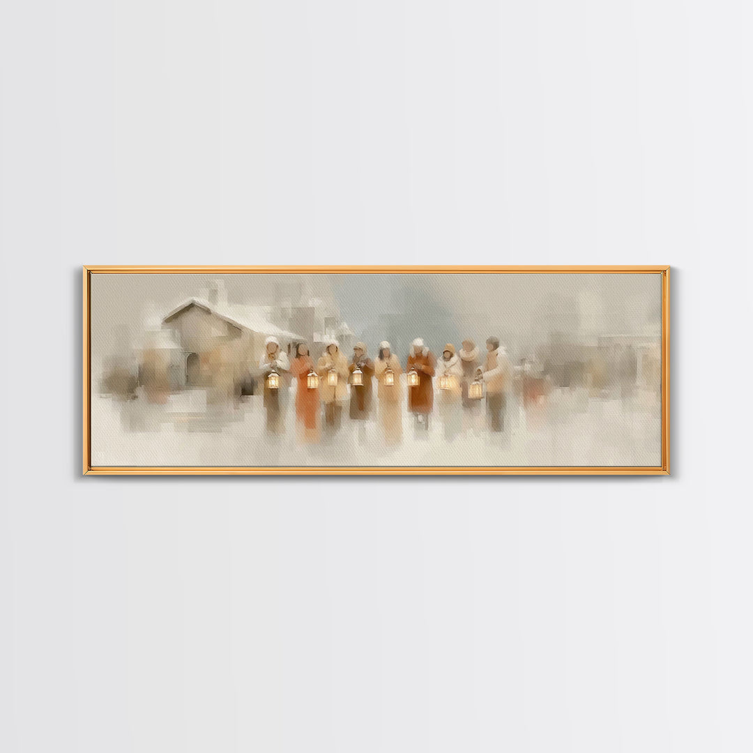 Lanterns Of Peace – Framed Canvas Print – Panoramic Art – Christmas Wall Art – Christian Christmas Art – Christian Decor – Christian Art Ca