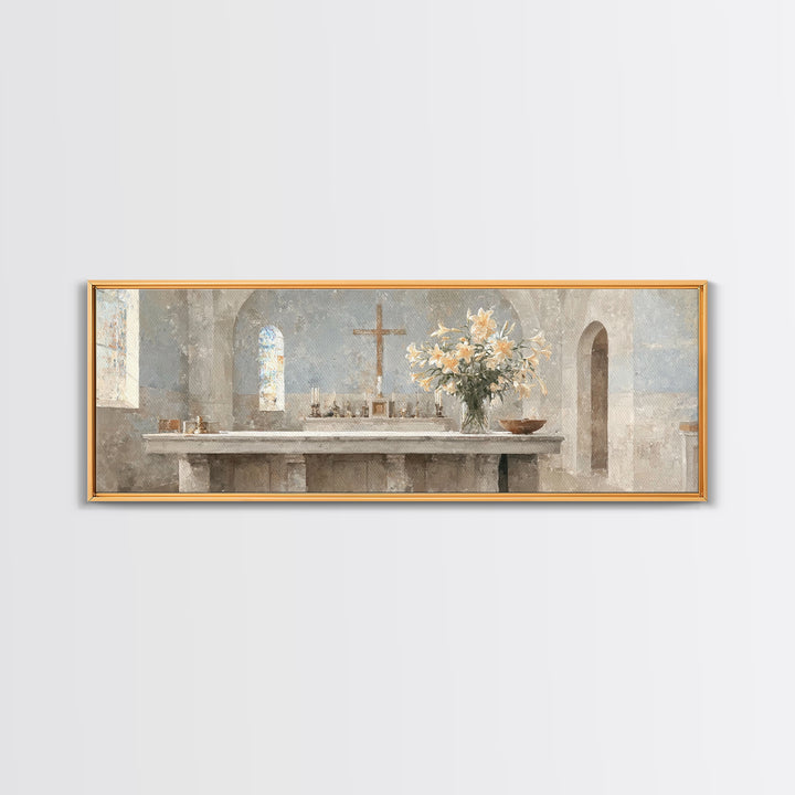 Sacred Stillness | Framed Canvas Print | Panoramic Wall Art | Christian Art Canvas | Christmas Art | Christian Art | Moody Christian Art
