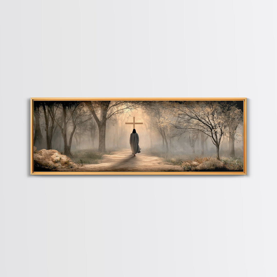 Path Of Mercy – Framed Canvas Print – Christian Wall Art – Jesus Painting – Panoramic Art – Christian Art Canvas – Christian Christmas Art