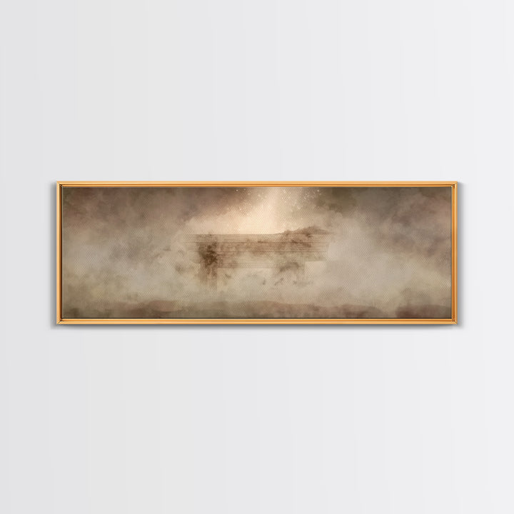 Holy Cradle Glow, Framed Canvas Print, Panoramic Wall Art, Christian Art Canvas, Christian Christmas Art, Christmas Wall Art, Christian Dec
