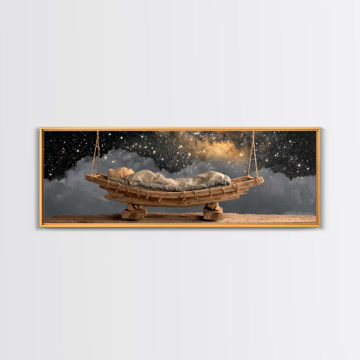 Starborn Rest | Framed Canvas Print | Panoramic Painting | Christian Art Canvas | Christmas Art | Modern Christian Art | Christian Wall Art