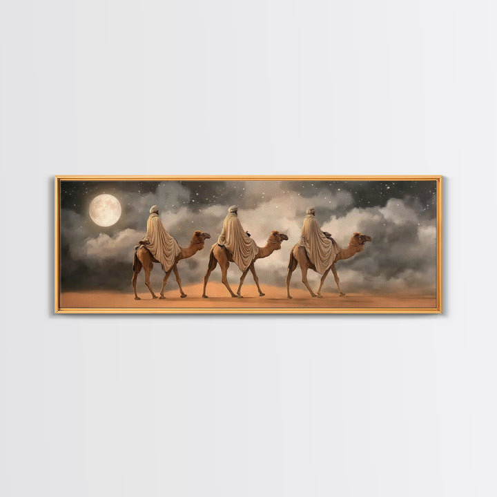 Night Of Promise – Framed Canvas Print – Panoramic Print – Christian Wall Art – Christmas Art – Christian Art Canvas – Christian Christmas