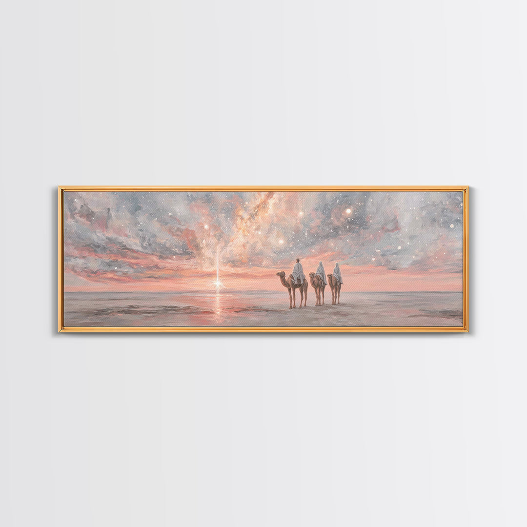 Dawn Star Journey, Framed Canvas Print, Panoramic Art, Christian Wall Art, Christian Art Canvas, Christmas Art Prints, Christian Gift Ideas