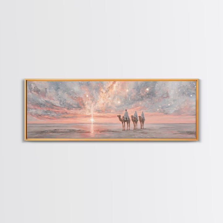Dawn Star Journey, Framed Canvas Print, Panoramic Art, Christian Wall Art, Christian Art Canvas, Christmas Art Prints, Christian Gift Ideas