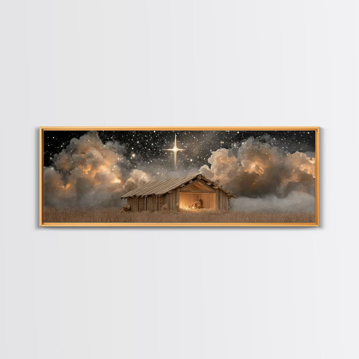 Humble Refuge | Framed Canvas Print | Panoramic Wall Art | Christian Christmas Art | Christmas Art Work | Christian Gift Ideas | Christian