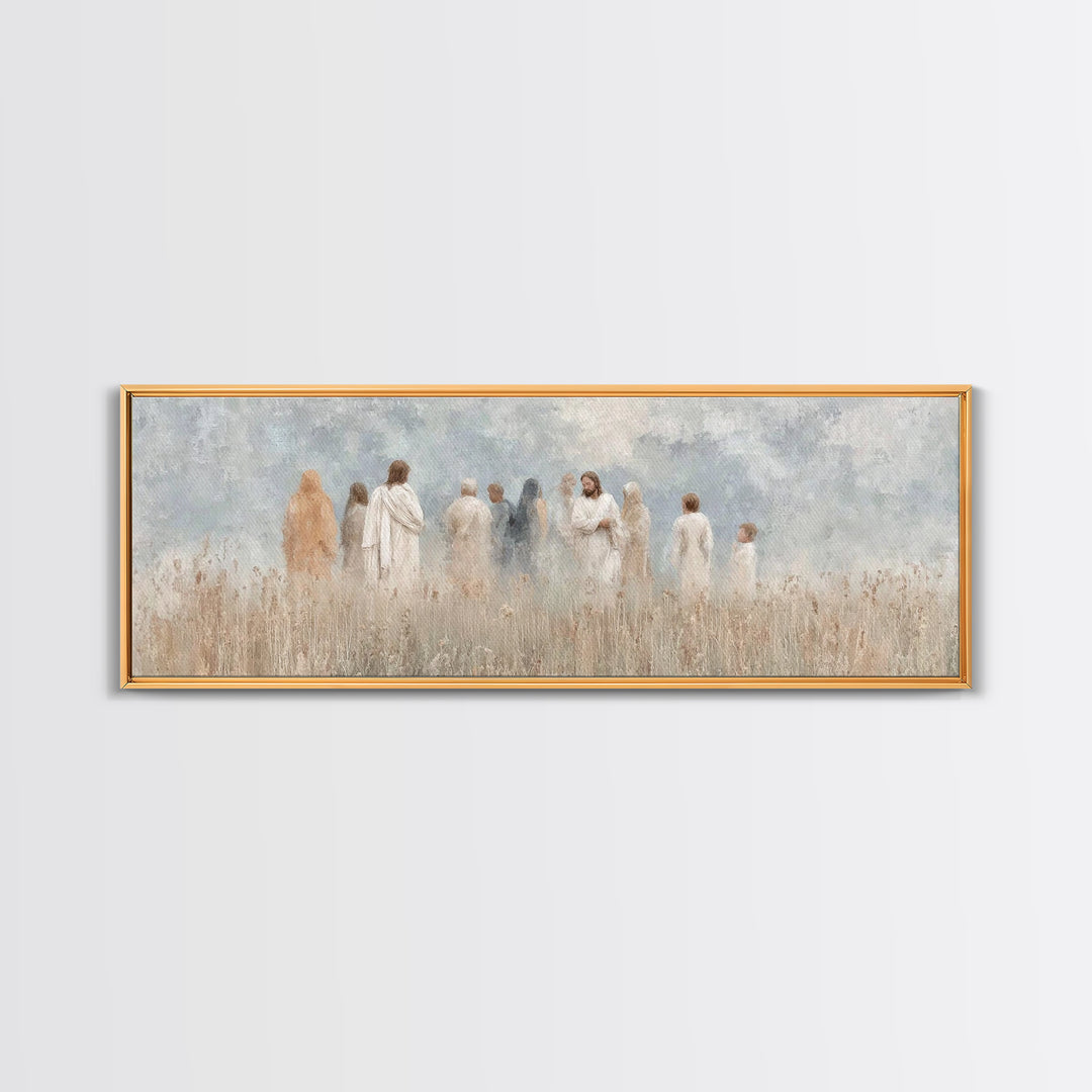 Gathered In Grace | Framed Canvas Print | Panoramic Art | Christian Wall Art | Christian Art Painting | Jesus Art Print | Christian Decor